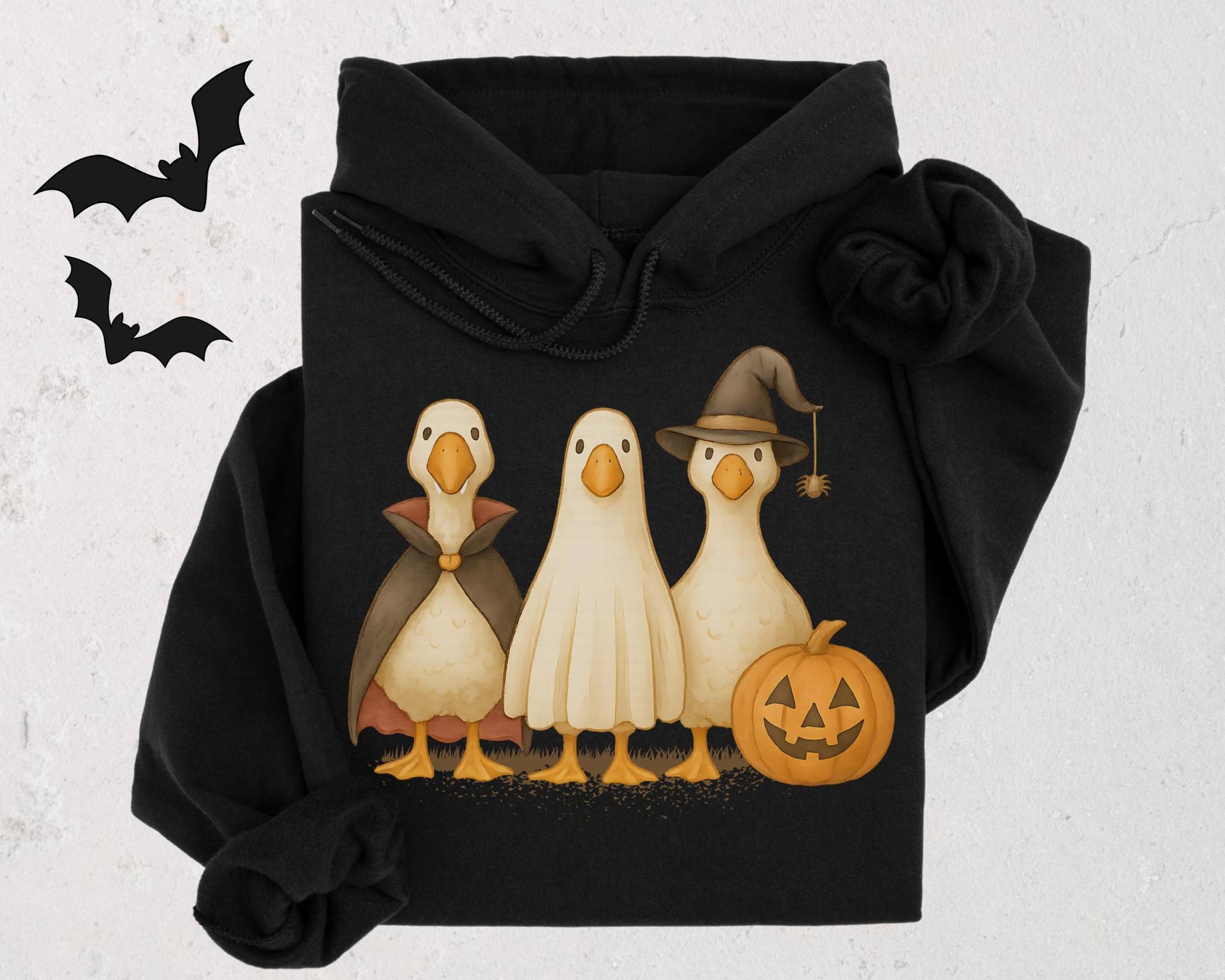 Halloween Gänse Hoodie | Lustiger Kostüm Sweater Mit Kürbis Vampir Geist Hexe Gemütlicher Herbst Pullover Gans Design Tierliebhaber von DigitalArtPrints3000