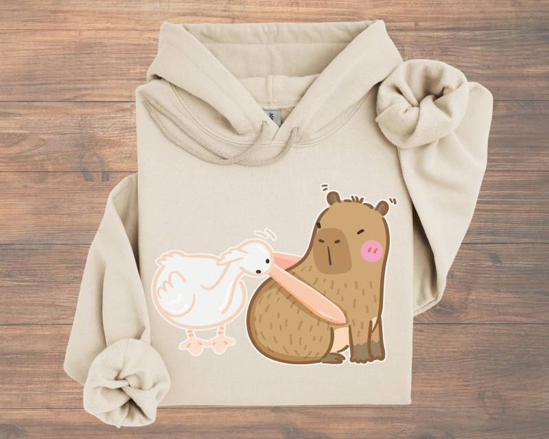 Lustiger Capybara Hoodie | Niedlicher & Pelikan Meme Design Sweater Kawaii Tier Grafik Pullover Witziges Geschenk Für Freunde von DigitalArtPrints3000
