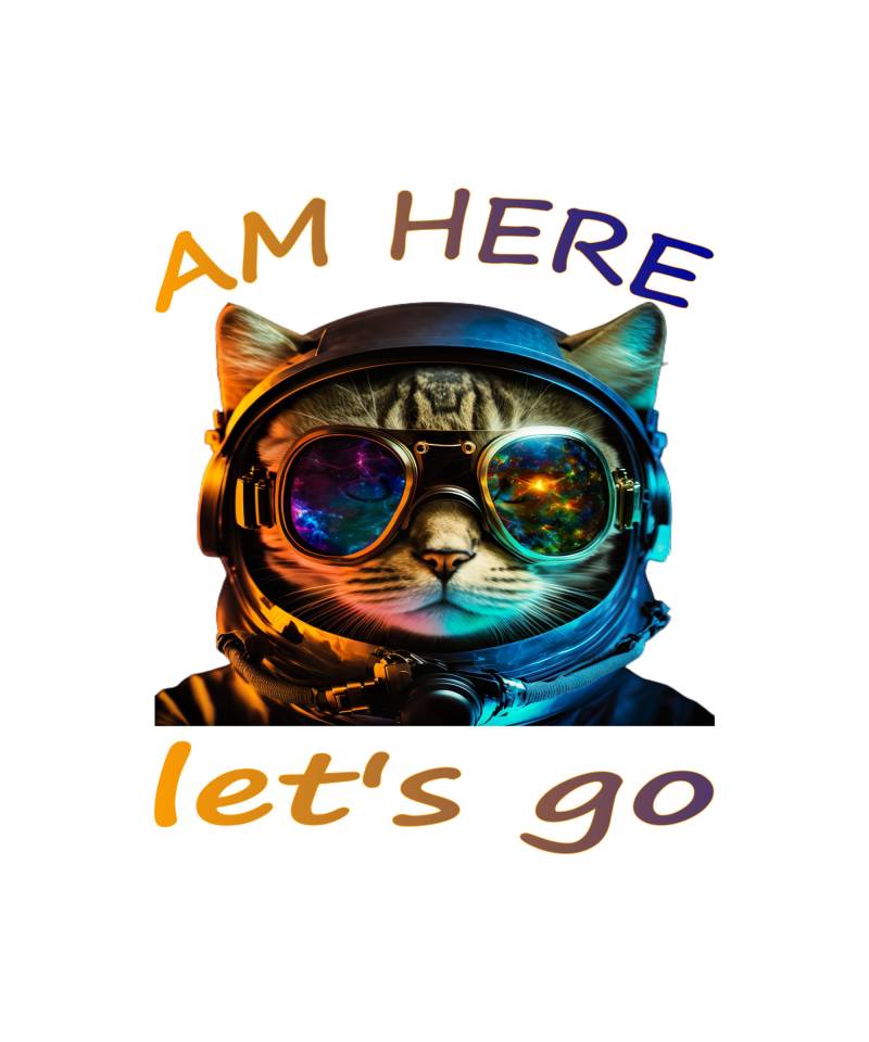 Katzen Kosmonaut "Bin Hier" Unisex-T-Shirt Lustiges Astronauten Party Design, Nicht Nur Als Geschenk Ein Toller Eyecatcher von DigitalKunstBoutique