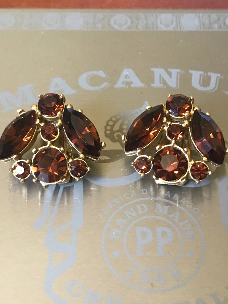 Vintage Kostüm Paste-Clip Auf Ohrringe von DihcroJewels