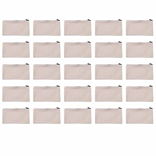 Diheohg Leinwand ReißVerschlusstaschen Leinwand Bleistiftbeutel Leinwand Make-Up Leere Leinwand Bleistiftetui DIY Basteltaschen Kosmetiktasche Make-Up Tasche von Diheohg