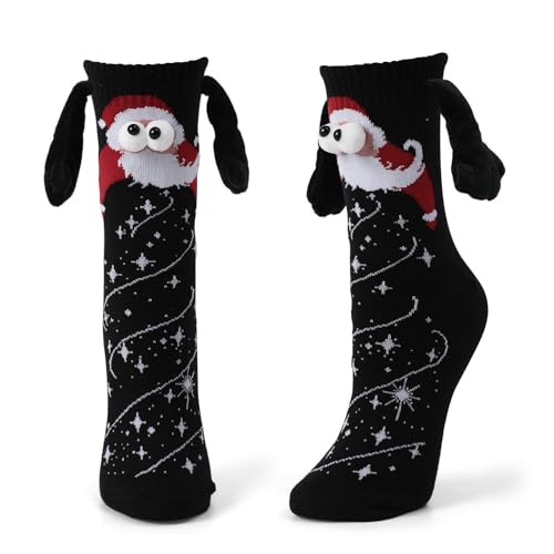 Dihope 1 Paar Lustige Magnetische Weihnachten Socken,3D-P-Uppen-Paar-Weihnachtssocken,Unisex Hand in Hand Socken mit Magnetarmen,Funny Freundschaftssocken für Damen und Herren von Dihope