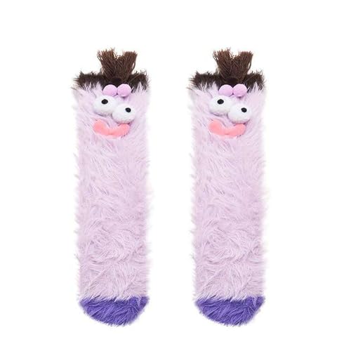 Dihope 1 Paar Lustige Socken,3D Cartoon Monster Socken Mit Großen Augen Unisex Winter Flauschig Socken Korallenvlies Bodensocken,Funny Freundschaftssocken für Damen und Herren von Dihope