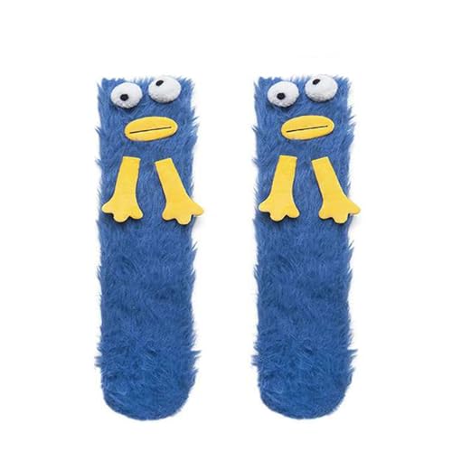 Dihope 1 Paar Lustige Socken,3D Cartoon Monster Socken Mit Großen Augen Unisex Winter Flauschig Socken Korallenvlies Bodensocken,Funny Freundschaftssocken für Damen und Herren von Dihope