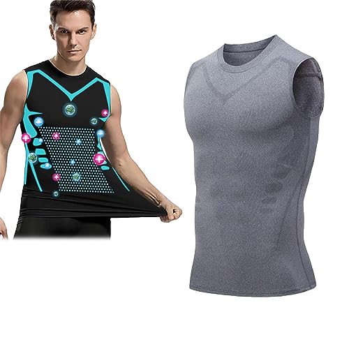 Dihope 2024 New Version Ionic Shaping Vest,Ionic Body Shaping Weste,Comfortable Atmungsaktiv Eisseide Schlankheitsweste Schnelltrocknendes Compression Shirt Tank Top Shapewear(Grau,L) von Dihope