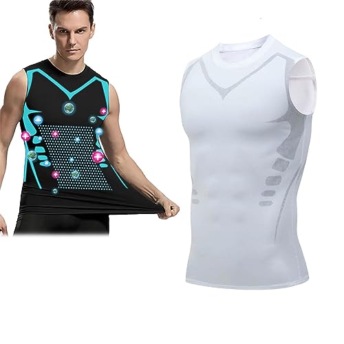 Dihope 2024 New Version Ionic Shaping Vest,Ionic Body Shaping Weste,Comfortable Atmungsaktiv Eisseide Schlankheitsweste Schnelltrocknendes Compression Shirt Tank Top Shapewear(Weiß,L) von Dihope