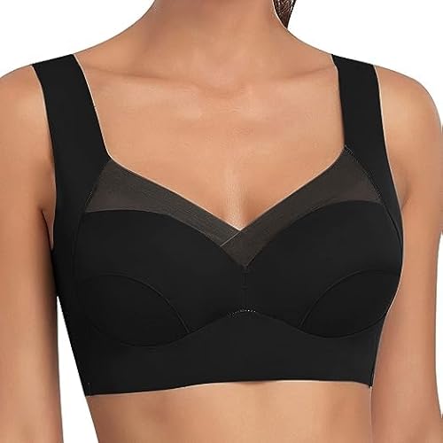 Dihope BH Damen Ohne Bügel Zero Feel Soft-BH Push-Up Nahtloser BH Komfort BH Klassische Bustier Ultra leicht BH für Schlafen Yoga(Schwarz,2XL) von Dihope