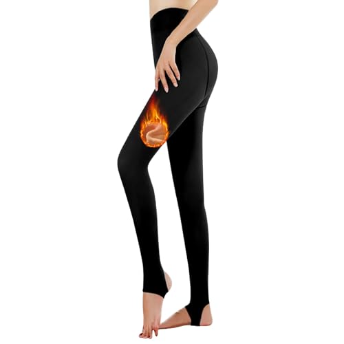 Dihope Thermo Strumpfhosen Damen Winter Thermostrumpfhose Gefütterte Strumpfhose Halbfuß/ohne Fuß Durchscheinend Leggings Thermal Tights Halbfuß/Schwarz Undurchsichtig,220g/(mit Fleece: 5-20℃),S-M von Dihope