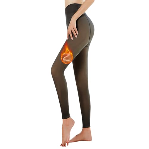 Dihope Thermo Strumpfhosen Damen Winter Thermostrumpfhose Gefütterte Strumpfhose Halbfuß/ohne Fuß Durchscheinend Leggings Thermal Tights ohne Fuß/Schwarz Durchsichtig,220g/(mit Fleece: 5-20℃),L-XL von Dihope