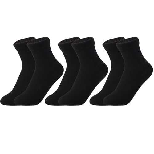 Dihope Thermosocken Damen,3 Paar Warm Dicke Socken mit Fleece Gefüttert Knöchelhoch Winter Socken für Damen,Flauschige Socken Warme Bettsocken Haussocken Weihnachtssocken von Dihope