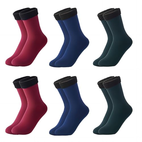 Dihope Thermosocken Damen,6 Paar Warm Dicke Socken mit Fleece Gefüttert Knöchelhoch Winter Socken für Damen,Flauschige Socken Warme Bettsocken Haussocken Weihnachtssocken von Dihope