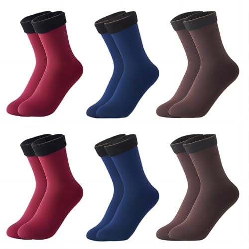 Dihope Thermosocken Damen,6 Paar Warm Dicke Socken mit Fleece Gefüttert Knöchelhoch Winter Socken für Damen,Flauschige Socken Warme Bettsocken Haussocken Weihnachtssocken von Dihope