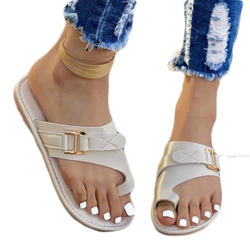 Bequeme Damensandalen zur Ballenkorrektur für den großen Zeh der Frau, rutschfeste Sandalen zur Linderung von Ballenzehen, Sommersandalen zur Korrektur von Ballenzehen für Damen(White,39 EU) von Dihou88