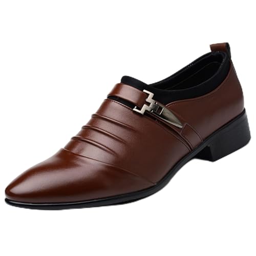 Dihou88 Herrenschuhe Lack, Ausgehöhlte Schuhe, Bequem, Für Hochzeiten, Kirche, Büro, Abschlussball(Brown,45 EU) von Dihou88