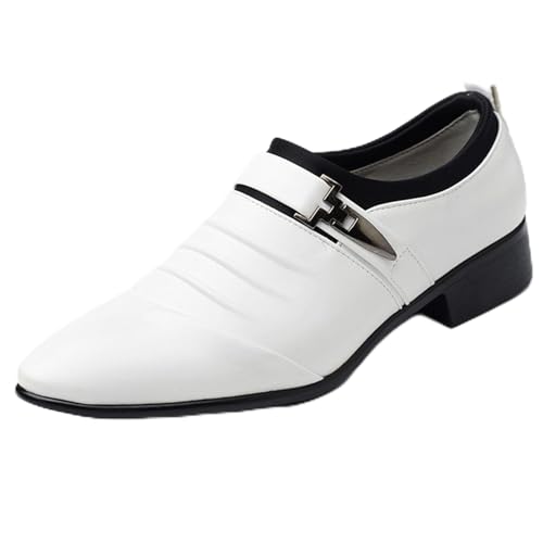 Dihou88 Herrenschuhe Lack, Ausgehöhlte Schuhe, Bequem, Für Hochzeiten, Kirche, Büro, Abschlussball(White,48 EU) von Dihou88