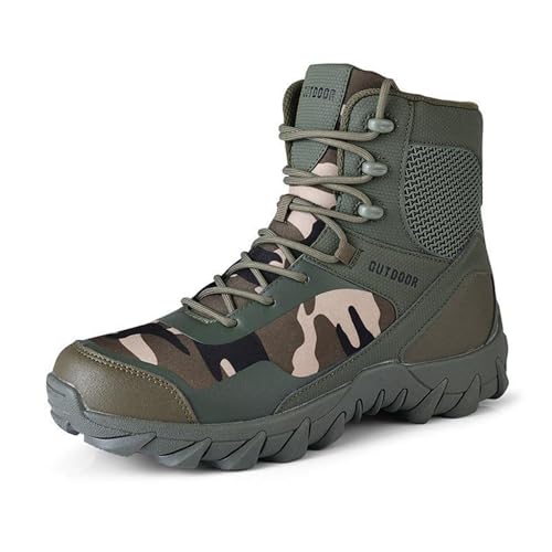 Dihou88 Kampfstiefel Herren, Gummizehen-Leder, seitlicher Reißverschluss, Taktische Herrenstiefel, rutschfest, leicht, für ganztägige militärische Kletterarbeit(Green,39 EU) von Dihou88