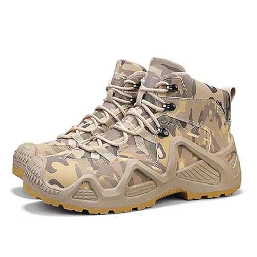 Dihou88 Kampfstiefel Herren Leder Antikollision, Taktische Herrenstiefel Leichtgewicht Robust für Wüstenklettern Wandern Arbeiten Den Ganzen Tag(Brown,39 EU) von Dihou88