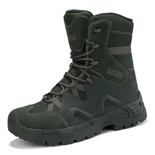 Dihou88 Kampfstiefel Herren Wasserdicht Antikollisions-Gummikappe, Taktische Herrenstiefel Leichtgewichtig Langlebig, Für Militärisches Wandern Im Freien Klettern(Green,43 EU) von Dihou88