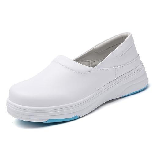 Dihou88 Krankenschwesterschuhe für Damen, Krankenpflegeschuhe Damen, ganztägig Stehen, medizinisch, weicher Komfort, Gehpuffer, wasserabweisend(White,35 EU) von Dihou88