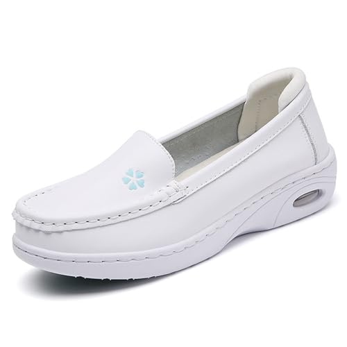 Dihou88 Krankenschwesterschuhe für Damen, Pflegeschuhe für Damen, Wahl des Gesundheitsdienstleisters, rutschfestes Leder mit Laufpufferkissen(Blue,38 EU) von Dihou88