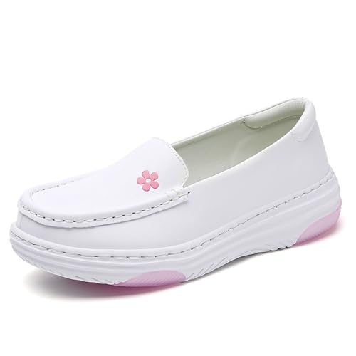 Dihou88 Pflegeschuhe Damen, Krankenschwesterschuhe für Damen, Leichter Gehpuffer, rutschfestes Leder für medizinisches Personal(Pink,39 EU) von Dihou88