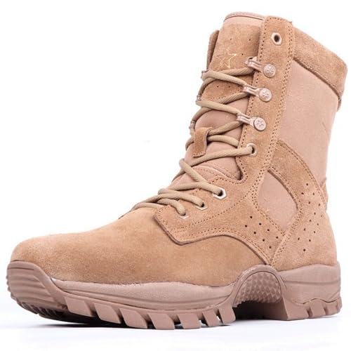 Dihou88 Taktische Stiefel für Herren für Arbeit und Sicherheit, Kampfstiefel Herren rutschfest wasserdicht Leder seitlicher Reißverschluss Outdoor(37 EU) von Dihou88