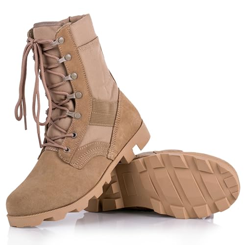 Kampfstiefel Herren Antikollision Atmungsaktiv, Taktische Herrenstiefel Langlebig zum Wandern im Dschungel Schnelle Reaktion(Brown,44 EU) von Dihou88