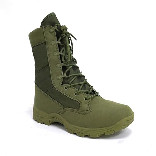 Taktische Herrenstiefel mit rutschfestem seitlichem Reißverschluss, Dschungel-Kampfstiefel für Herren, atmungsaktiv für die Arbeit im Freien und Wandern(Green,43 EU) von Dihou88