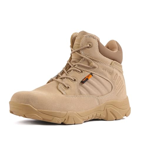 Taktische Stiefel für Herren, Tactical Rapid Response, Kampfstiefel Herren, rutschfest, für die Arbeit im Freien, Sicherheitspatrouille(Brown,44 EU) von Dihou88