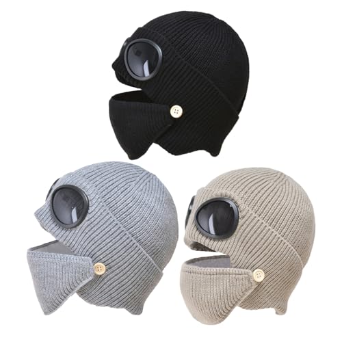 DiiWmme Unisex Winter Warme Strickmütze Mütze mit winddichter Brille und Maske Dicke elastische Strickmütze Gehörschutz Skullies und Beanies Hut (DE/NL/SE/PL, Alphanumerisch, Einheitsgröße, Khaki) DiiWmme Unisex Winter Warme Strickmütze Mütze mit winddichter Brille und Maske Dicke elastische Strickmütze Gehörschutz Skullies und Beanies Hut (DE/NL/SE/PL, Alphanumerisch, Einheitsgröße, Khaki) von DiiWmme