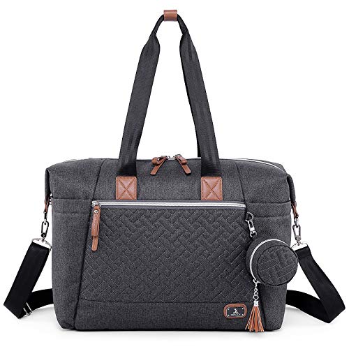 Dikaslon Wickeltasche mit Schnullertasche und Wickelunterlage, Große Reisewindeltasche für Mama und Papa, Multifunktions-Babytasche für Jungen und Mädchen (Dunkelgrau) von Dikaslon