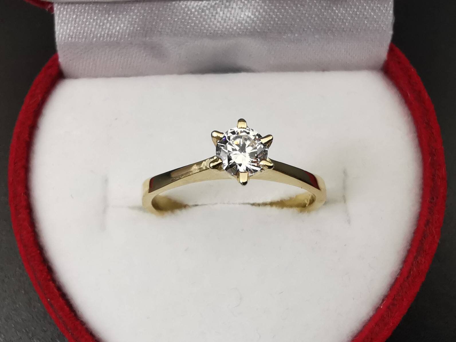 Verlobungsring in 14K, 18K, Silber 925, 4mm Runder Solitärring. Versprechen Ring Gold Und Verlobungsring in 14K, 18K, Silber 925, 4mm Runder Solitärring. Versprechen Ring Gold Und von DikefalosOnLineGr