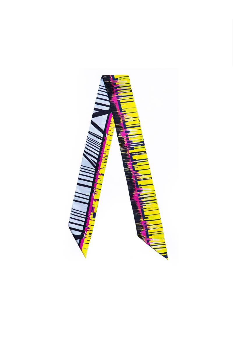 Neon Farben Bedruckter Mini Seidenschal in Langer Und Schmaler Form Schrägen Kanten von DiklaLevskyDesign