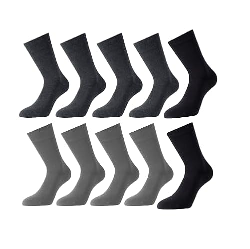 Diklesi Unisex Business Freizeit Diabetiker Socken Grau Anthrazit Schwarz Damen Herren 10er Box von Diklesi