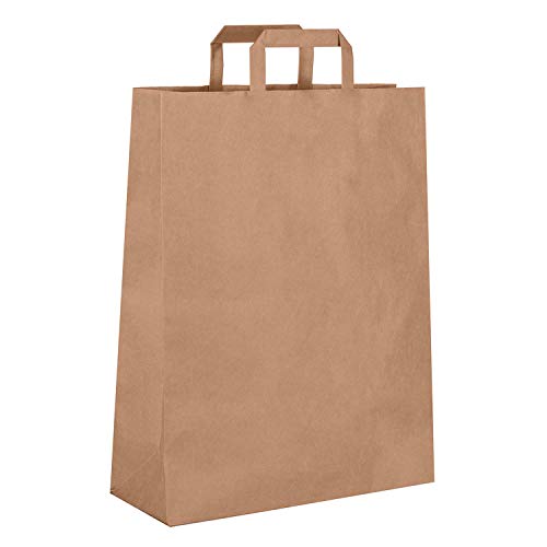 Dila GmbH 50 braune Papiertragetaschen, recycelbar, 32 x 21,5 x 27 cm von Dila GmbH
