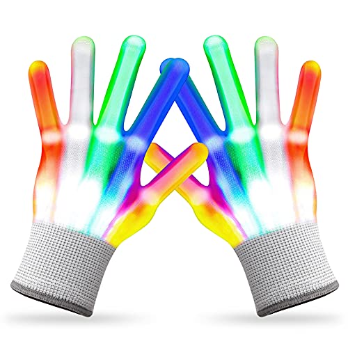 Dilabnda LED Leucht Handschuhe Blitzhandschuhe Spielzeug for Kinder im Alter von 8 bis 14 Jahren, coole leuchtende Handschuhe for Weihnacht Party Geburtstag Clubs Lichtshow (5 Farben / 6 Modi) von Dilabnda