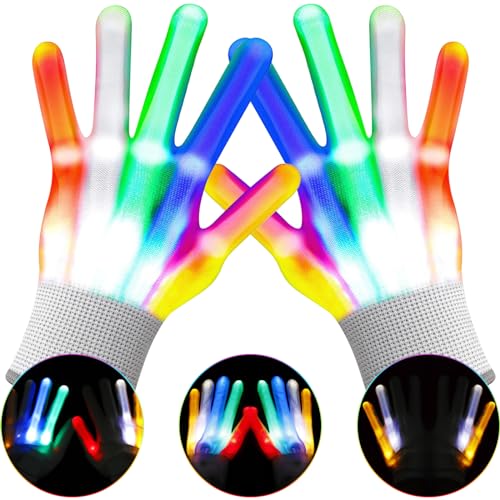 Led Handschuhe Blitzfinger Lichthandschuhe Spielzeug ab 4-12 Jahre Junge Mädchen, cooles Fingerhandschuhe leuchtendes Geschenk Leuchtwedel Party Dekoration für Weihnachten Geburtstag Silvester von Dilabnda