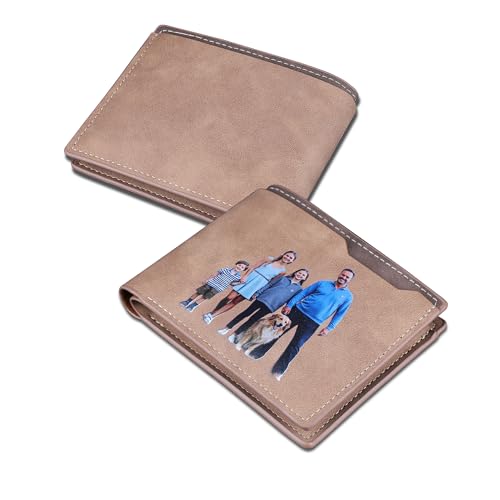 Personalisierte Brieftasche für Männer, benutzerdefinierte Bifold Herren PU Leder Brieftaschen mit Prints bunte Foto graviert Name oder Text, kundengebundene Brieftasche braune Geschenk für Mann Personalisierte Brieftasche für Männer, benutzerdefinierte Bifold Herren PU Leder Brieftaschen mit Prints bunte Foto graviert Name oder Text, kundengebundene Brieftasche braune Geschenk für Mann von Dilamus