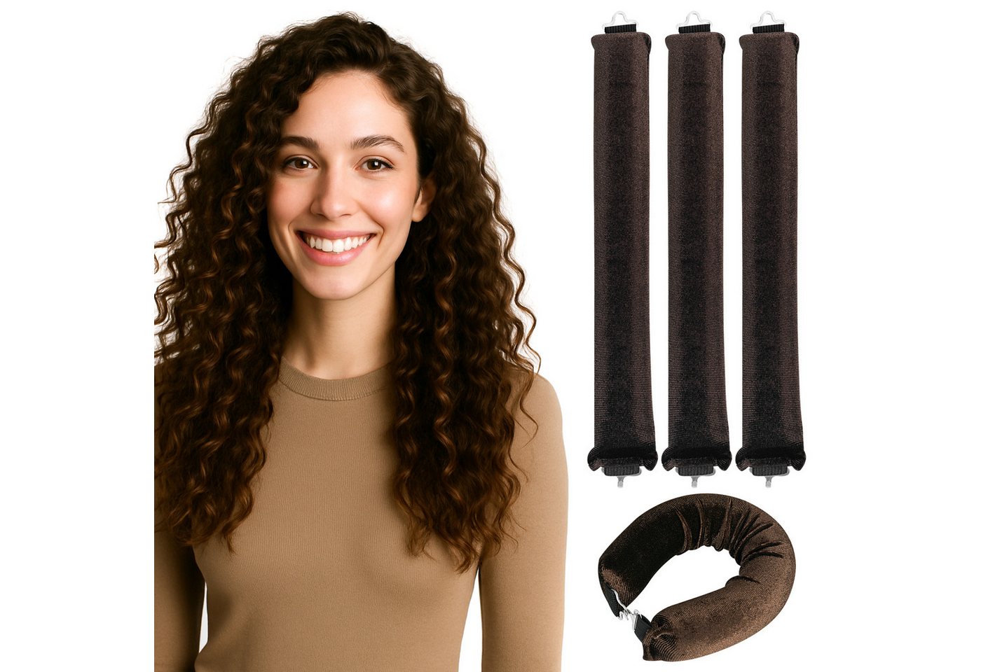 Dilara Lockenwickler 3er Set - Weiche Samt-Haarroller für natürliche & voluminöse Wellen, Schonend, biegsam & handgefertigt für gesunde Locken, ganz ohne Hitze von Dilara