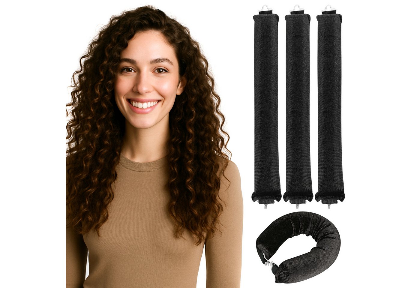 Dilara Lockenwickler 3er Set - Weiche Samt-Haarroller für natürliche & voluminöse Wellen, Schonend, biegsam & handgefertigt für gesunde Locken, ganz ohne Hitze von Dilara