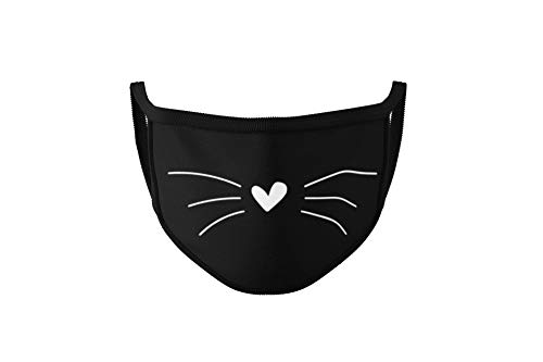 Dilara Masken Mundschutz Schwarz mit Katzenmotiv Stoff - Schwarze Maske Stoffmaske für Erwachsene, Frauen und Damen Gesicht Nase (Katze Mund) von Dilara