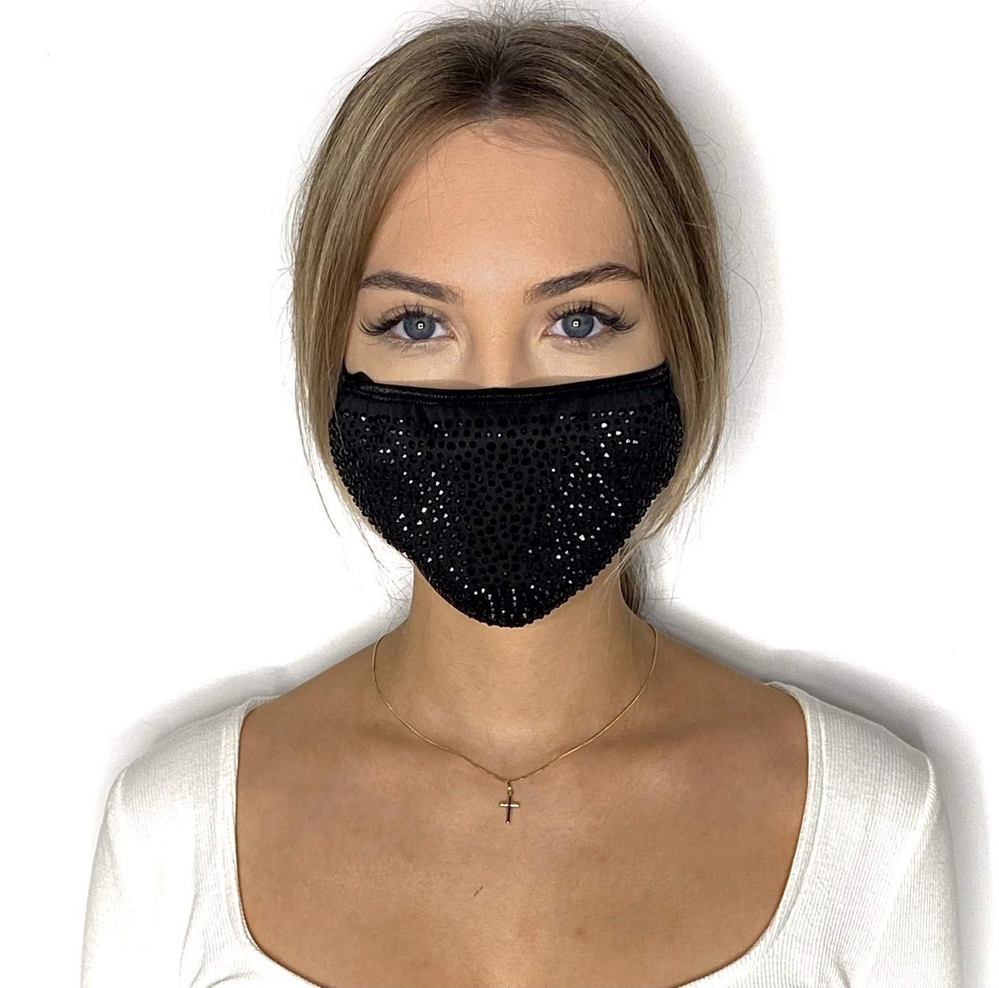 Dilara Mund-Nasen-Masken PREMIUM Strass & Pailletten Gesichtsmaske für Damen & Herren, Funkelnder Schutz mit Stil – ideal für besondere Anlässe von Dilara