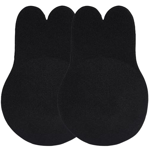 Klebe BH Push-Up – 2er Set selbstklebender BH mit handaufgetragenem Soft-Kleber – Rückenfrei & trägerlos – Unsichtbarer Lift-Up Bra mit Nippelabdeckung – Wiederverwendbar & hautfreundlich (Schwarz, B) von Dilara