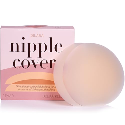 Premium Nippelpads Set I 4 Stück Nipple Pads Cover für Damen | Wiederverwendbare, Ultra dünne Silikon Pads I Hypoallergen & Wasserfest (klebefrei, 8cm) von Dilara