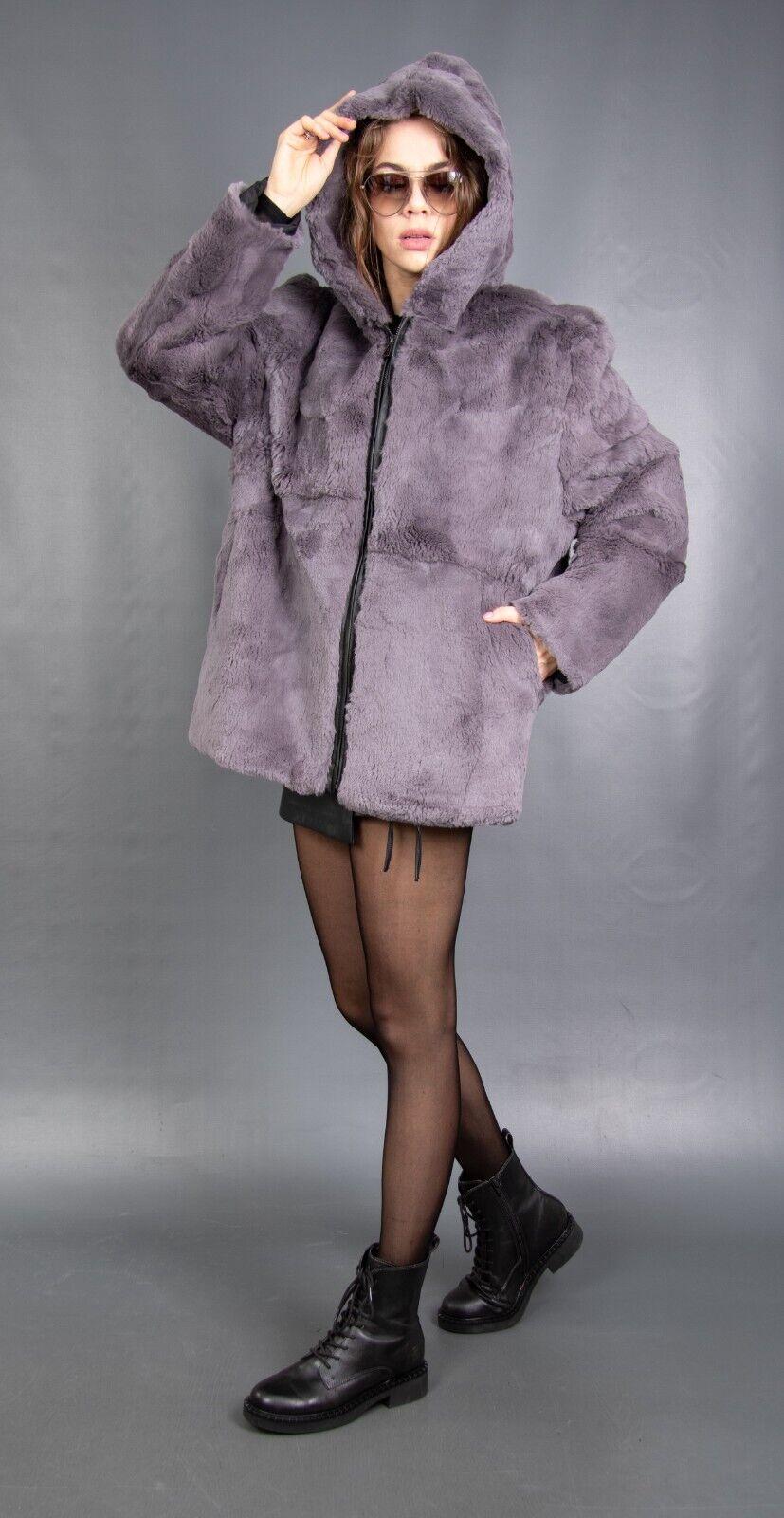 13951 Neue Großartige Herren Echt Lapin Mantel Jacke Kapuze Luxus Pelz Größe 3xl von DilartPlus