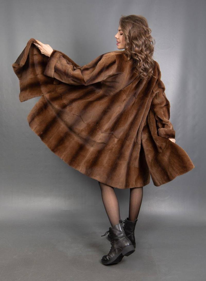 14698 Wunderschöne Echt Geschorener Nerz Mantel Luxus Pelz Jacke Swinger Wunderschöner Look Gr. 2xl von DilartPlus
