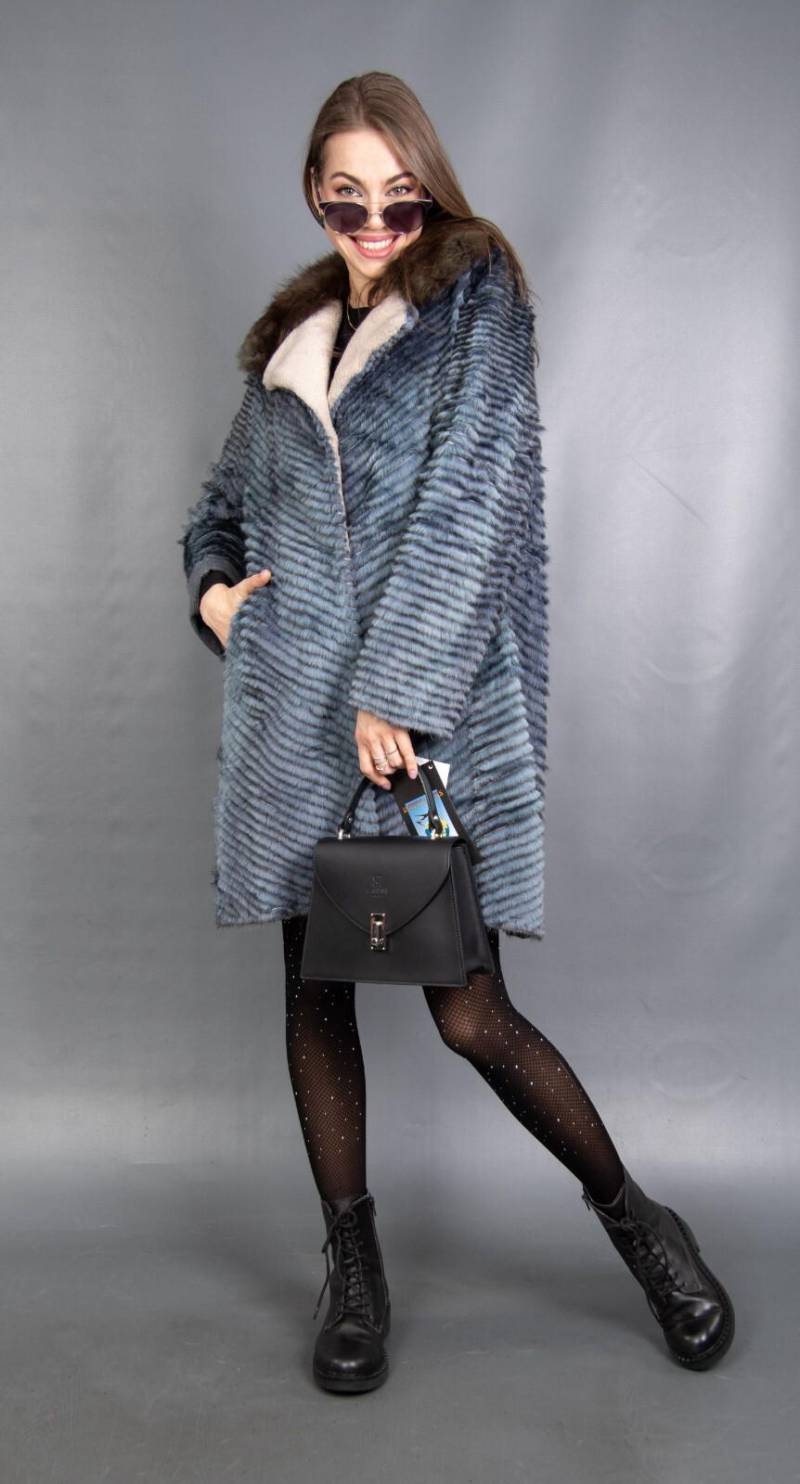 14979 Neu Bezaubernder Echt Nerz Mantel Luxus Pelz Jacke Fuchspelz Gr. Xl von DilartPlus