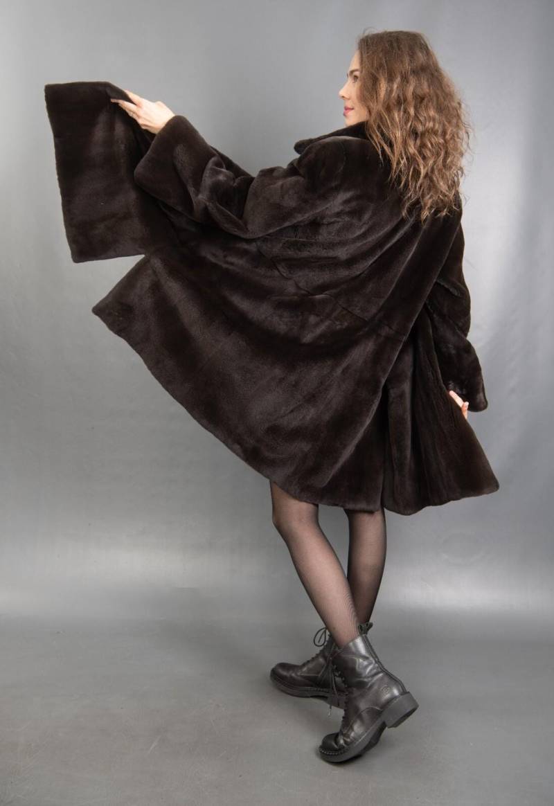 15389 Bezaubernder Echt Geschorener Nerz Mantel Jacke Swinger Luxus Pelz Schöner Gr. L von DilartPlus