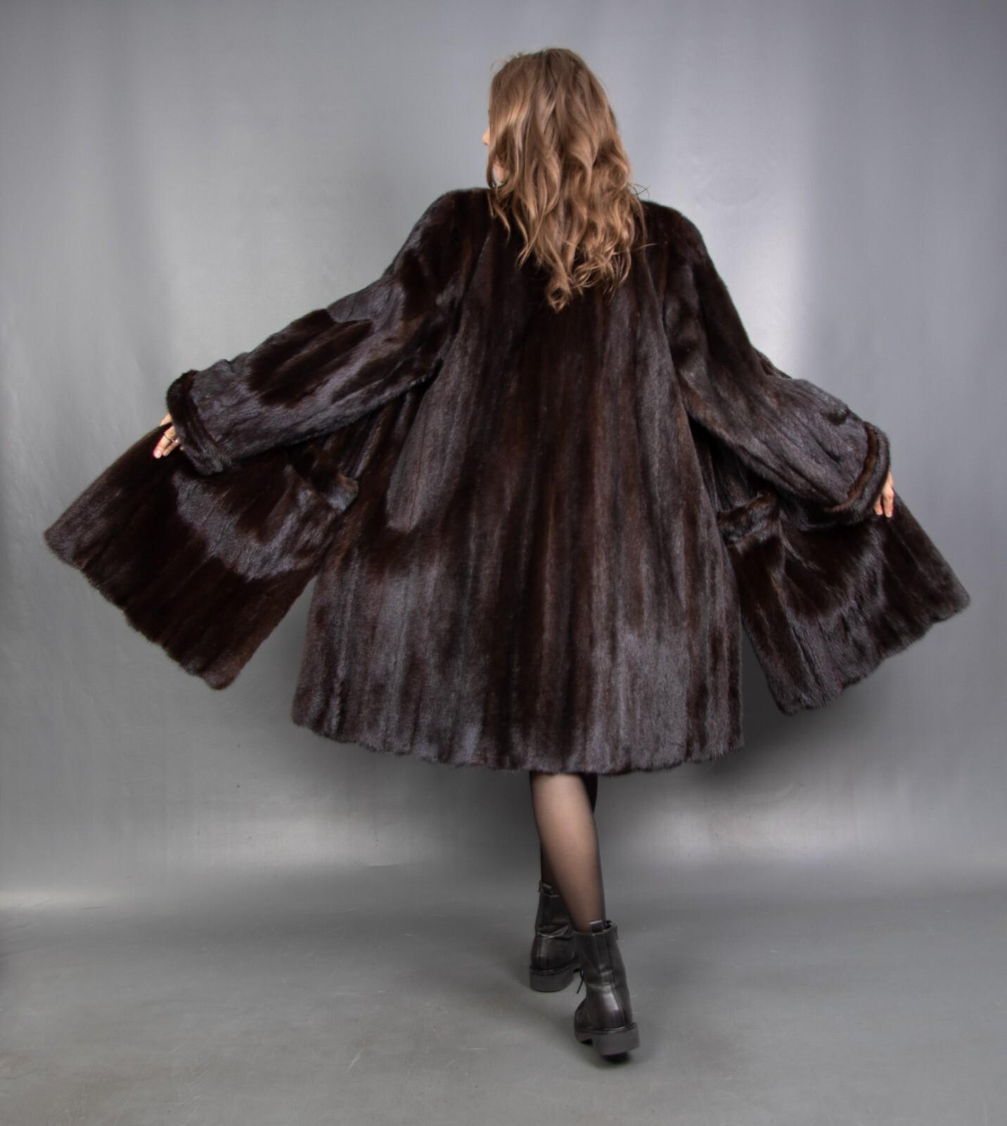 15457 Wunderschöne Echt Nerz Mantel Luxus Pelz Jacke Swinger Wunderschöner Look Größe 2xl von DilartPlus