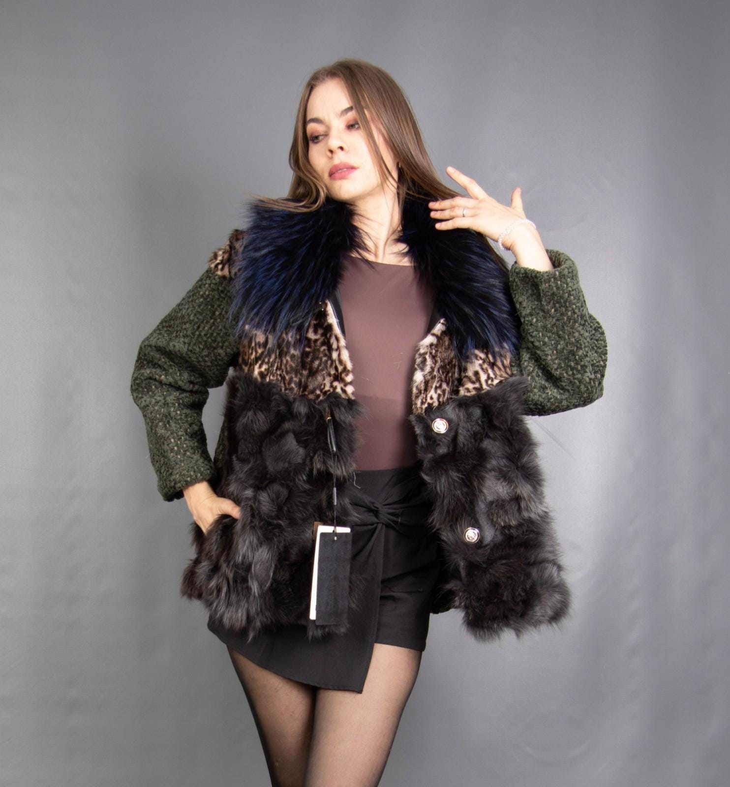 15745 Neu Wunderschöner Echter Anderer Pelz Mantel Luxus Jacke Nerz Fuchsgröße M von DilartPlus